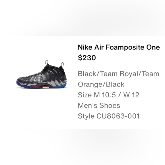 Nike foamposite one size 10.5